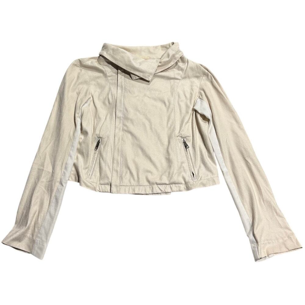 Rohm Soft Moto Jacket Zip Womens Size Medium Microfiber USA 101-607-041 Cream